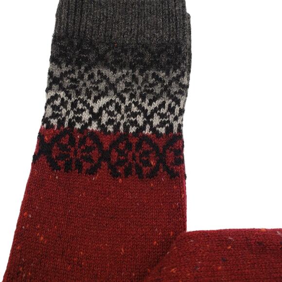 Garnet Hill 82% Cashmere Pattern Luxury Crew Socks Burgundy Black Annalise Med - Picture 7 of 7